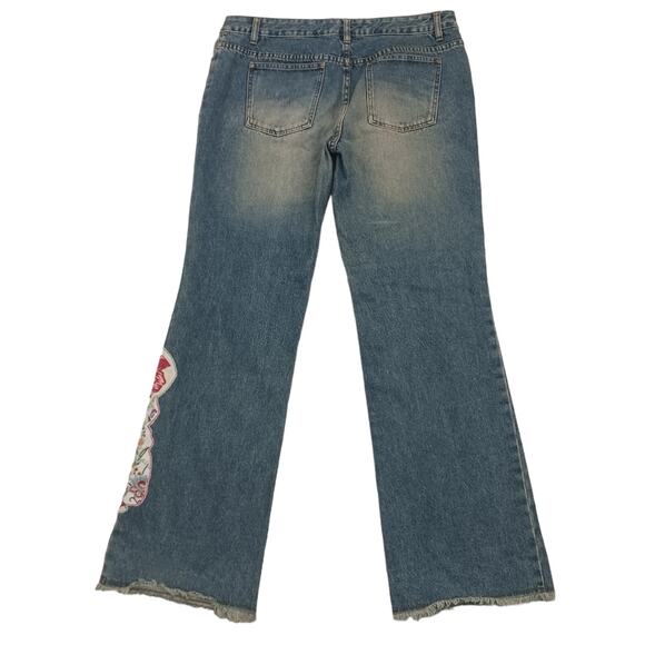 Thalia Sodi Jeans Womens Plus Sz 13 Blue Embroidered Sequins Flare Fringed Boho - Picture 7 of 16